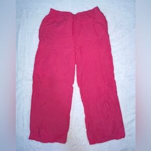 NWOT H&M Hot Pink Linen Pants Comfy Cute Stylish Pockets Beach Summer Medium​
